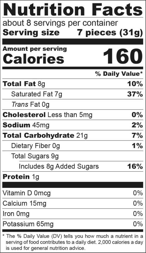 Nutritional Values Vanilla