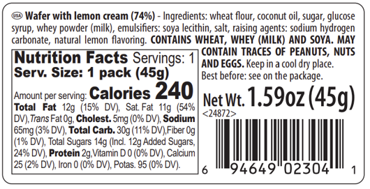 Nutritional Values Lemon