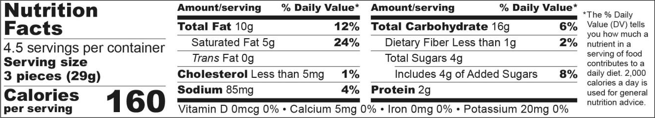 Nutritional Values Sfogliatine Sugared